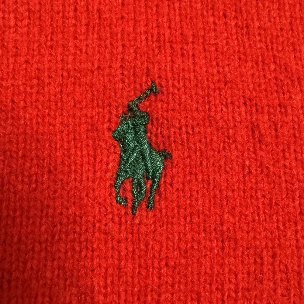 Vintage Polo Ralph Lauren Sweater Mens Large Red‎ Lambswool Collared Preppy
